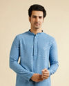 Mid Blue Chikankari Embroidered Sequinned Kurta Set